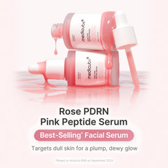 Medicube pink-glow serum texture close-up highlights lightweight hydration for smooth skin.