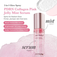 Medicube Pink PDRN Glow Jelly Mist spray close-up for easy refresh and glow