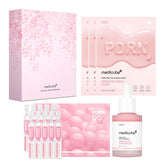 Medicube Pink PDRN Trio Gift Box showing full glow kit for hydration and radiance