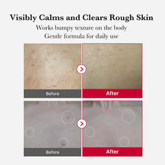medicube Red Body Peeling Shot packaging on a bathroom shelf for summer skincare.