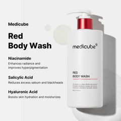 Close-up of MEDI-SOL ingredients in Medicube Red Body Wash