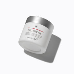 Medicube Red Cream 2.0 ingredients graphic features BHA, Niacinamide, and Adenosine.