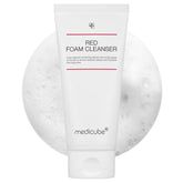 Medicube Red Foam Cleanser shows rich foam for deep cleansing and makeup removal
