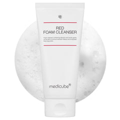 Medicube Red Foam Cleanser shows rich foam for deep cleansing and makeup removal