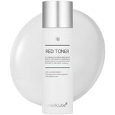 Medicube Red Toner 2.0 bottle front emphasizing calm, clear skin with gentle effectiveness