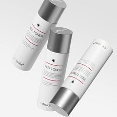 Medicube Red Toner 2.0 ingredients panel highlights BHA, Niacinamide, and Adenosine benefits