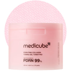 medicube Salmon DNA PDRN Pink Collagen Jelly Pad packaging supports an easy at-home skincare routine.