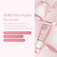 Medicube eye serum texture closeup highlights silky, non-sticky absorption around the eye.
