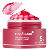 Medicube TXA+Niacinamide Capsule Cream Pop & Fade capsule release refines tone.