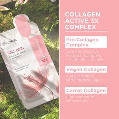 Mediheal Collagen Essential Face Mask essence application demonstrates hydration delivery and absorption.