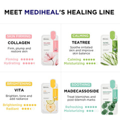 Mediheal Collagen Essential Mask closeup highlighting firming and elasticity support