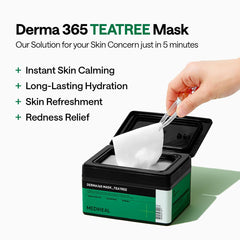 Mediheal Derma 365 Tea Tree Mask application for fast daily complexion care.