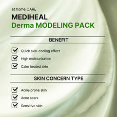 Mediheal Derma Modeling Pack Teatree modeling powder highlights dual synergy for smooth adherence.
