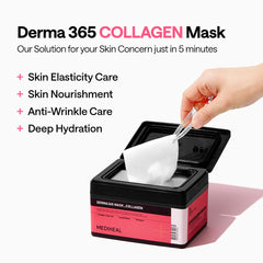 Mediheal Derma 365 vegan soft-fit sheet highlights plant-based comfort and eco-conscious care.