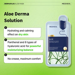 Mediheal Dermaplus Aloe Mask with panthenol and hyaluronic blend for soothing moisture