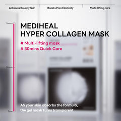 Mediheal Hyper Collagen Real Deep Mask applied to the face for quick hydration
