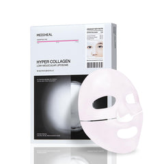 Mediheal Hyper Collagen Real Deep Mask packshot with four masks and hydration emphasis.