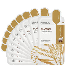 Mediheal Placenta Essential Mask pack front—eco packaging for mindful skincare.