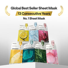 Mediheal Rose PDRN Essential sheet mask laid flat showing generous serum for hydration.