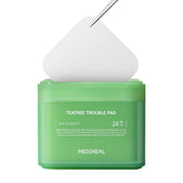 Mediheal Teatree Trouble Pad packaging shows compact vegan toner pads for gentle cleansing.