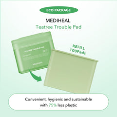 Mediheal Teatree Trouble Pad refill cotton pads close-up for gentle toning and hydration.