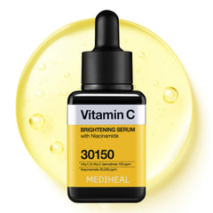 Mediheal Vitamin C Brightening Serum bottle shown to promote radiant skin and even tone.