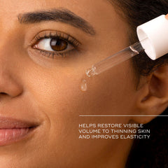Medik8 Liquid Peptides application pump shows easy, quick penetration on skin.