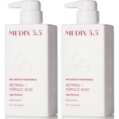 Medix 5.5 fragrance-free retinol face moisturizer bottle showcasing silky, hydrating anti-aging formula.