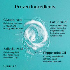 Medix 5.5 close-up of glycolic-lactic acids for improved texture