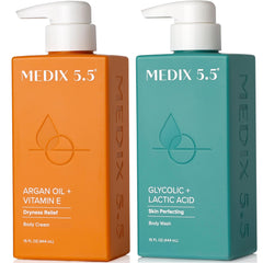 Medix 5.5 Glycolic Wash bottle foaming action for smoother skin