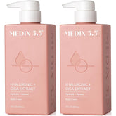 Medix 5.5 Hyaluronic Acid Cream Body Lotion bottle closeup shows rich hydration for everyday use.