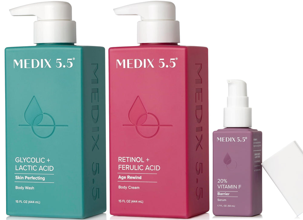 Medix 5.5 Retinol Cream bottle highlights anti aging formula for firmer skin.