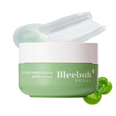 Meebak Cica Gel Moisturizer jar closeup showing lightweight hydration for dewy skin