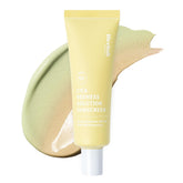 Meebak Cica Redness Correcting Sunscreen bottle front with SPF 50 protection.