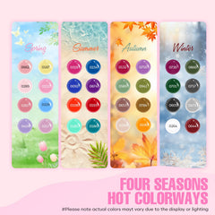 MEFA 32-color gel set spread on color swatches for nail art