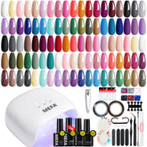 MEFA gel nail polish kit with lamp showing complete at-home setup for nails