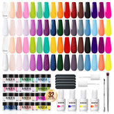 MEFA dip powder kit 32 colors display vibrant nail art possibilities.