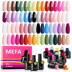 MEFA forest tones gel nail polish bottle for a vibrant fall-inspired manicure at home.