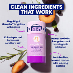 Megababe Glow Deo lavender-mint scent provides a calming, naturally scented experience during workouts