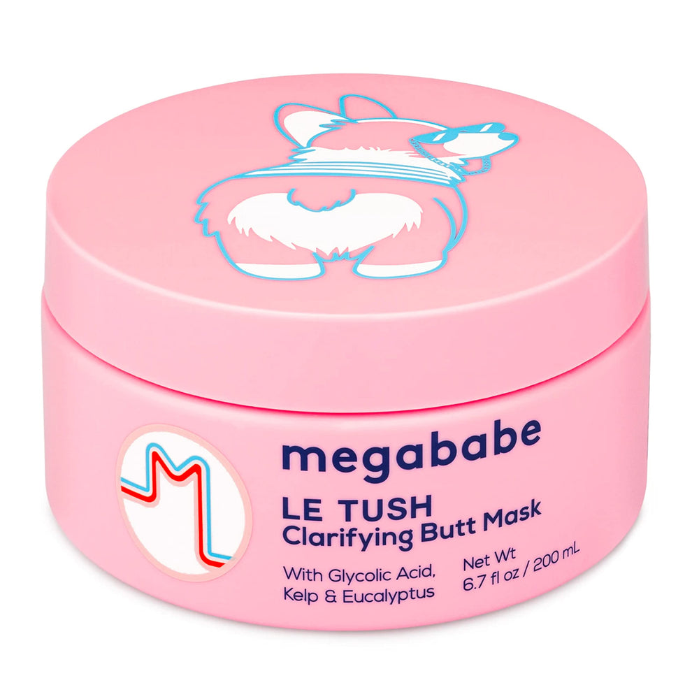 Megababe Le Tush mask in action for clarifying application and fresher-looking skin