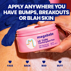 Megababe Le Tush mask exfoliating beads close-up for gentle resurfacing