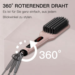 MEGAWISE hair straightener ceramic brush pink rotatable cord enables easy reach and versatile angles.