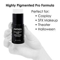 Mehron CreamBlend Stick vegan formulation highlighted in product packaging.