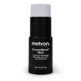 Mehron CreamBlend Stick light grey close-up showing rich pigment for stage makeup