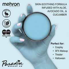 Mehron Paradise Makeup AQ light blue paint pallet application demonstrating smooth blending