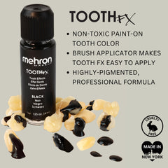 Mehron pintura dental negra en dientes para simular decadencia