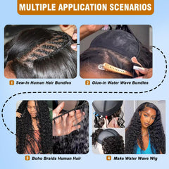 Meiguiyu water-wave bundles remy brazilian soft-ends close-up shows easy brushing and natural feel.