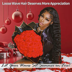 MEIMEI loose deep wave with HD lace front enables versatile parting options.