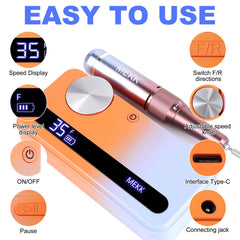 MEKK Nail Drill Kit pen-holder keeps parts organized for efficient setups