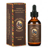 Melanin Kings beard oil bottle pour showcases smooth daily grooming capability.